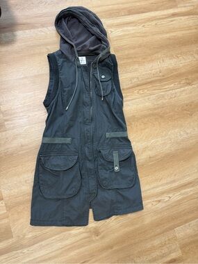 BASIC HOUSE Black Cotton long Vest Jacket